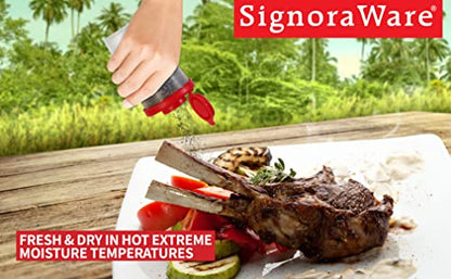 SIGNORAWARE Salt and Pepper Shakers Moisture Proof Set of Salt Shaker to go Camping Picnic Outdoors Kitchen Lunch Boxes Travel Spice Set Clear with Red Lids Plastic Airtight Dispenser (Combo 3 pack) - size: Combo, 3 pack