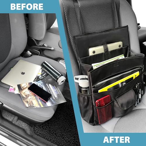 Elantrip Car Front Seat Organizer, Back Seat Storage with Adjustable Straps Truck Seat Organizers for Delivery Drive, Office File, Passenger Seat