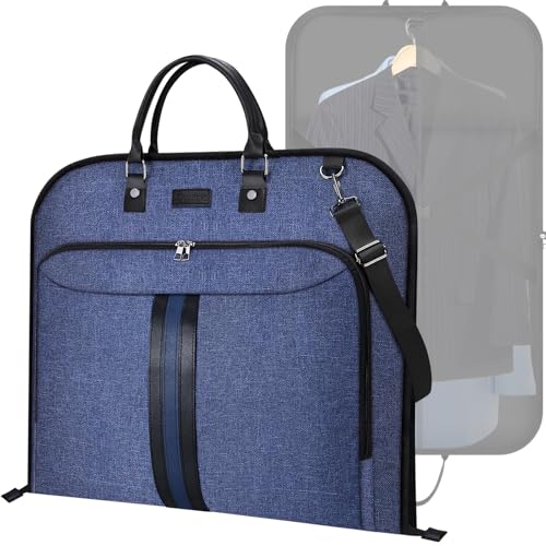 BALEINE Travel Garment Bag, Travel Suit Bag for Men, Water Resistant Carry on Garment Bag for Hanging Clothes, Garment Duffel Bag for Travel Business (Blue) - color: Blue