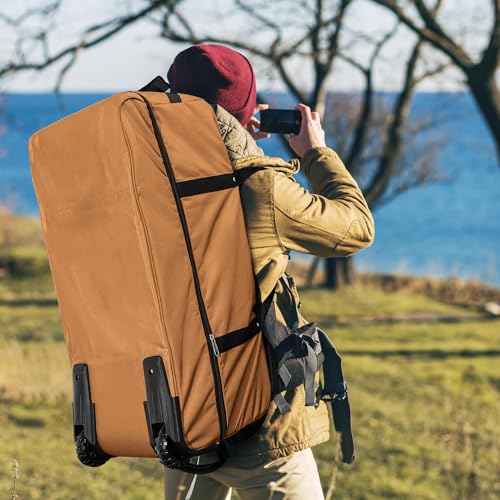 32" Soft-Sided Foldable Wheeled Duffle Bag, 110L Expandable 140L Rolling Travel Bag with Matching Storage Pouch, Updated Brown - color: Brown