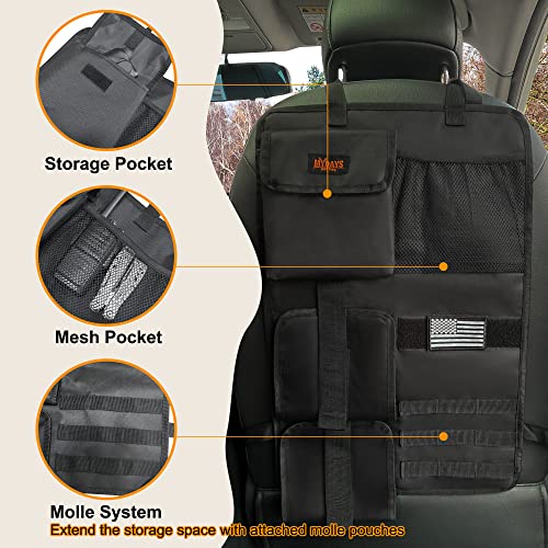MYDAYS 2 Pack Tactical Seat Back Gun Rack, Camo Front Seat Gun Organizer with Molle Panel Vehicle Gun Holder for Hunting Rifles/Shotguns (Black) - color: Black1
