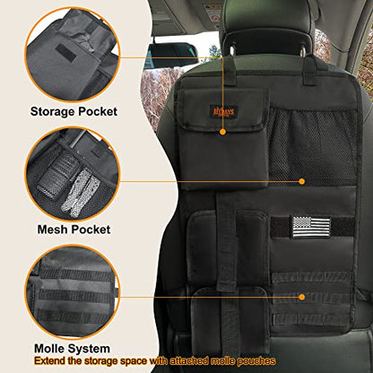 MYDAYS 2 Pack Tactical Seat Back Gun Rack, Camo Front Seat Gun Organizer with Molle Panel Vehicle Gun Holder for Hunting Rifles/Shotguns (Black) - color: Black1