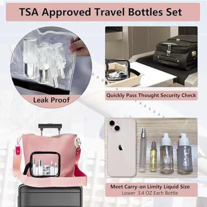18-Pack Glass Travel Bottles Set, 1.35/0.7/1 oz TSA Approved Containers with Pump Spray, White Small Bottles for Toiletries, Makeup, Skincare - color: White-frosted glass
