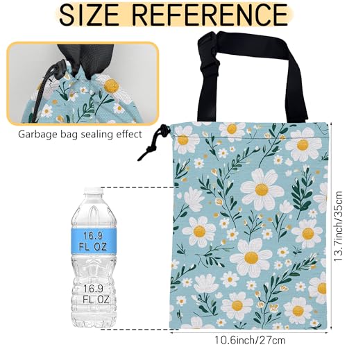 Blooming Flowers Car Trash Bag, Hanging Drawstring Car Garbage Bag,Canvas Car Back Seat Organizer with Adjustable Buckle for Men and Women - color: Blooming Flowers