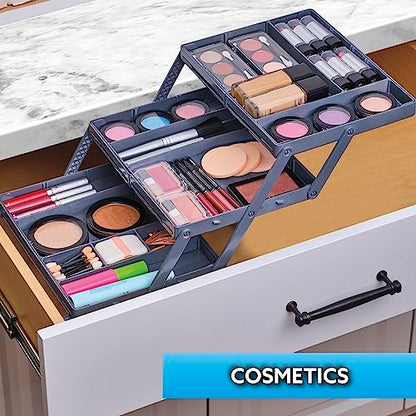 Ontel Smart Drawer Organizer - Multi-level Jewelry Holder, Cosmetics Organizer, or Office Drawer Organizer with Adjustable Dividers for Organization and Storage, Fits Drawers 9.5"W x 7.5"L x 2.75"D - style: Smart Drawer