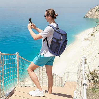 Cooler Backpack Insulated Leakproof Waterproof Backpack Cooler Bag 30/45 Cans, Large Capacity Lightweight Travel Camping Beach Backpack Cooler Ice Chest for Men and Women - color: blue, size: 30 Cans
