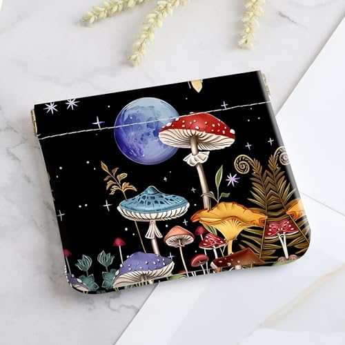 2Pcs PU Leather Small Squeeze Coin Purse Pouch Mini coin Bag Unique And Cute Wallet Cosmetic Bags Change Bag For Women Girls Men Colored Mushroom - color: Colored Mushroom