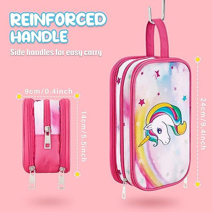Toiletry Bag for Girls - Kids Toiletry Bag Christmas Birthday Gift Camping Travel Toiletry Case Toiletries Makeup Cosmetic Pouch Pink Water-resistant Wash Bag Dopp Kit with Mesh Pocket - style: Unicorn B