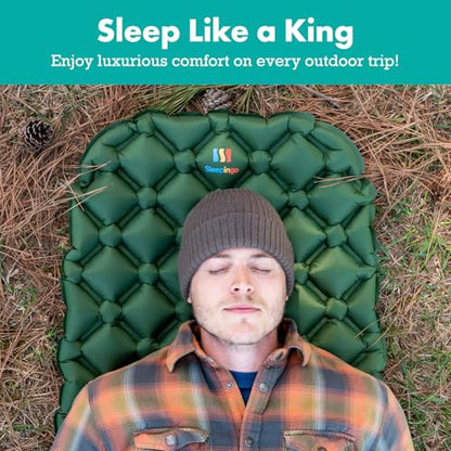 Sleepingo Ultralight Sleeping Mat - Inflatable & Compact Camping Air Mattress for Backpacking, Hiking- New - color: Green, size: 2-pack