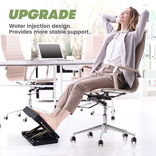 Foot Rest Under Desk,4-Height Adjustable footrest,with Massage Roller and Soft Pad,Foldable, Ergonomic,for Car,Office,Computer,Gaming,Adjustable Metal Frame,All-Season Use(Black) - color: Hard Padded- Black