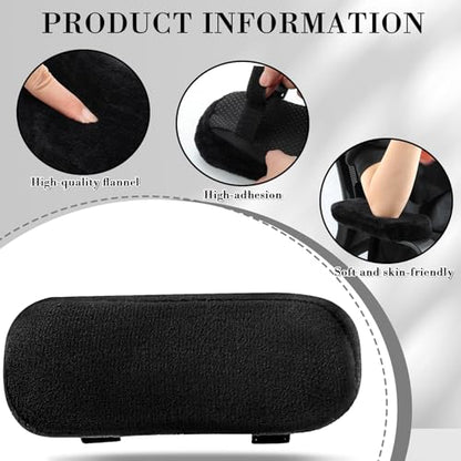Threlaco 2 Pcs Office Chair Armrest Pads Soft Foam Office Chair Arm Covers Fluffy Flannel Gaming Armchair Armrest Cushion for Elbows and Forearms Support Pressure Relief(Black) - color: Black