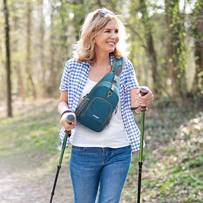 G4Free RFID Sling Bag Crossbody Backpack Small Chest Shoulder Bag Hiking Outdoor - color: Teal Blue