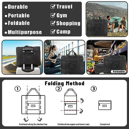 Travel Duffel Bags 12 PCS Foldable Travel Bag Tote Carry on Luggage Waterproof Sports Gym Bag Lightweight Large Weekender Overnight Bag for Women and Men (12 PCS) - color: 12 PCS
