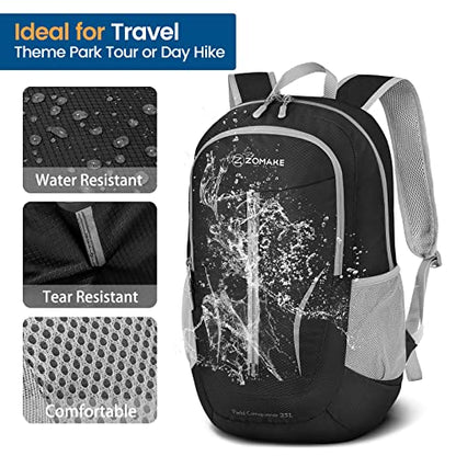 ZOMAKE Ultra Lightweight Packable Backpack 25L, Foldable Hiking Backpacks Water Resistant Small Folding Daypack for Travel(Black) - color: Black