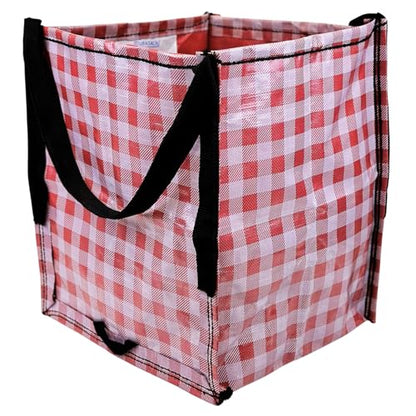 DURASACK Heavy Duty Storage Tote Bag 22-Gallon Rugged Woven Polypropylene Moving Bag, Reusable Self-Standing Design, Holds up to 500 Pounds, Single, Gingham Red - color: Gingham Red, size: Single