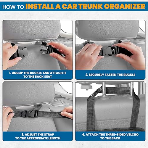 EcoNour Backseat Trunk Organizer | 42 x20 Inches Car Storage with 9 Spacious Pockets | Waterproof, Heavy-Duty Hanging Organizer for SUVs, Trucks & Hatchbacks | Space-Saving, Foldable & Easy to Install