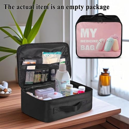 First Aid Kit Bag Empty Pink Color-Coded Emergency Medical Pouch for Hospitals Schools and Home Use Constructed with Tear-Resistant Fabric - color: Pink Cartoon