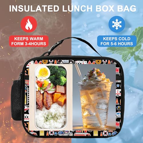Police Car Lunch Bag Insulated Reusable Lunch Box Cooler Thermal Tote Bag For Teenage Boys Girls School Beach - color: Police Car