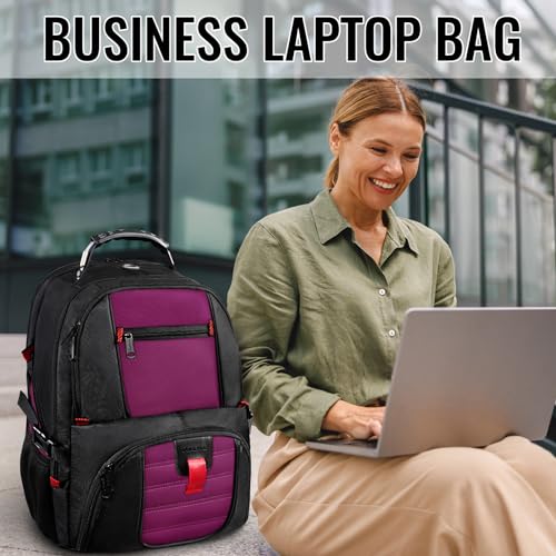 YOREPEK Large Backpack for Men, Extra Large Laptop Backpacks for Men Women, Water Resistant Travel Backpack Airline Approved Business Work Bag Fits 17 Inch Computer, Black - color: Purple, size: 17 Inch