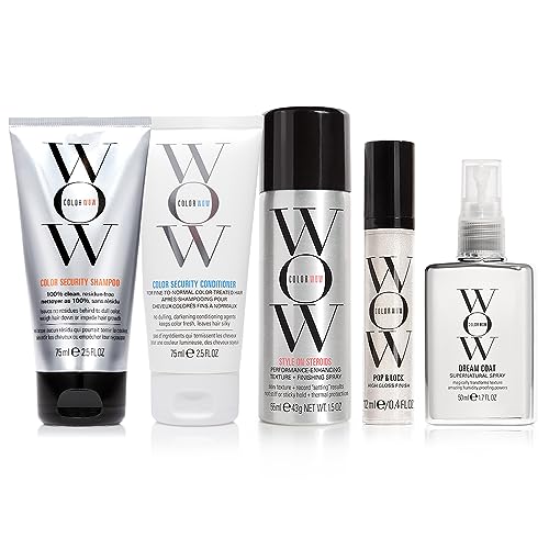 COLOR WOW Best Vacay Hair Ever Travel Kit – Includes Shampoo, Conditioner, Dream Coat, Style on Steroids, and Pop + Lock, These key essentials are exactly what you need to fix frizz on the go