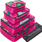 Travel Packing Cubes 5 pcs Luggage Organizer Set for Bag & Suitcase - color: Fuchsia