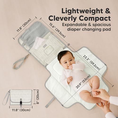KeaBabies Portable Diaper Changing Pad, Travel, Car - Large Waterproof Baby Changing Mat, Wipeable, Padded, On The Go Travel Diaper Clutch Bag, Easy to Use Pockets for Newborn Essentials (Prism) - color: Prism
