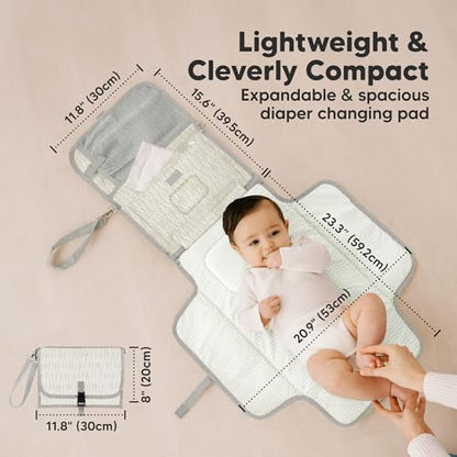 KeaBabies Portable Diaper Changing Pad, Travel, Car - Large Waterproof Baby Changing Mat, Wipeable, Padded, On The Go Travel Diaper Clutch Bag, Easy to Use Pockets for Newborn Essentials (Prism) - color: Prism