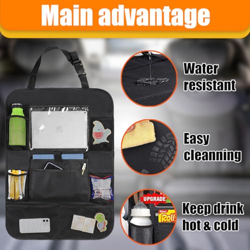 ZIMISI Car Backseat Organizer, Oxford Cloth Kick Mats Back Seat Protector with 9 Pockets & Clear Tablet Holder, Universal Waterproof Car Road Trip Essentials Storage Accessory (2PCS) - size: 2PCS