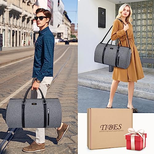 Convertible 2-in-1 Garment Bags for Travel, Carry On Garment Duffle Bag With Shoe Compartment Large Weekender Bag for Women Men Hanging Suitcase Suit Travel Duffel Overnight Bags 4pcs Set - color: D-Grey