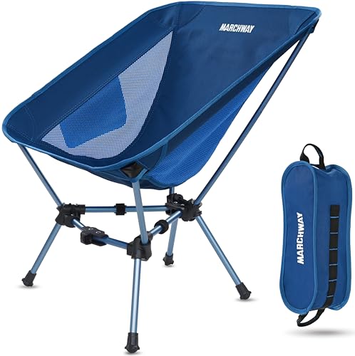 MARCHWAY Lightweight Folding Camping Chair, Portable Foldable Compact for Outdoor Camp, Travel, Beach, Picnic, Festival, Hiking, Backpacking, Supports 330Lbs (Dark Blue) - color: Dark Blue