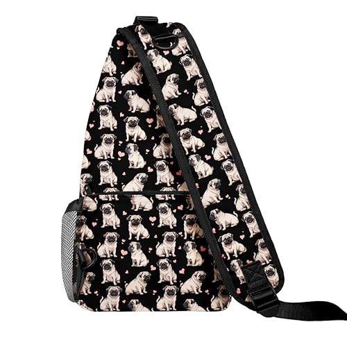 Cute Pug Dog Crossbody Sling Bag Men Women, Casual Shoulder Backpack, Chest Daypack Satchel for Hiking Travel - color: Color 3