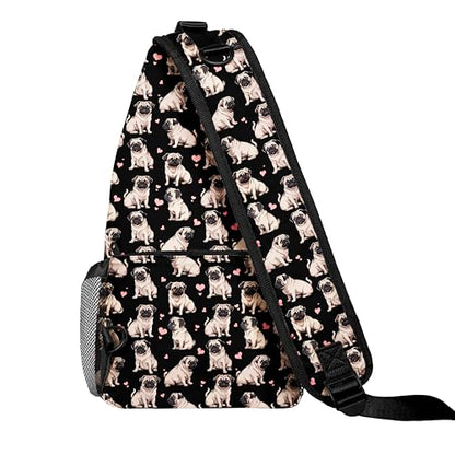 Cute Pug Dog Crossbody Sling Bag Men Women, Casual Shoulder Backpack, Chest Daypack Satchel for Hiking Travel - color: Color 3