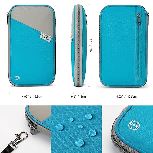 VanFn RFID Travel Passport Wallet, Family Passport Holder, Trip Document Organizer P.Travel Series - color: Blue