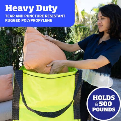 DURASACK Heavy Duty Storage Tote Bag 22-Gallon Rugged Woven Polypropylene Moving Bag, Reusable Self-Standing Design, Holds up to 500 Pounds, Single, Lime Green - color: Lime Green, size: Single