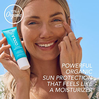 COOLA Organic Face Sunscreen SPF 50 Sunblock Lotion, Dermatologist Tested Skin Care for Daily Protection, Vegan and Gluten Free, Fragrance Free - size: 1.7 Fl Oz (Pack of 2)