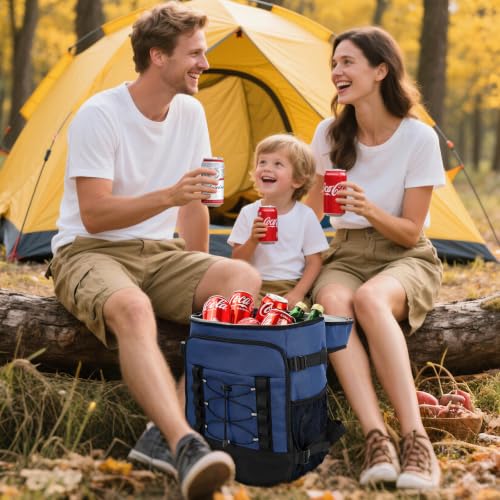 MIYCOO Cooler Backpack - 40 Cans Insulated Backpack Cooler for Men & Women, Portable 2 Leak Proof Compartments Coolers Bag for Beach Travel Picnic Lunch Hiking BBQ Camping - color: Dark Blue