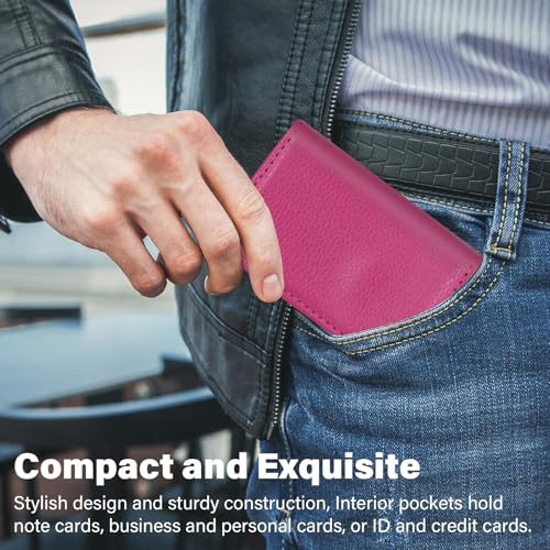 Business Credit Card Holders, Magnetic Sealing Anti Drop, PU Leather Debit Card Protector Organizer Case (Rose Red) - color: Rose Red