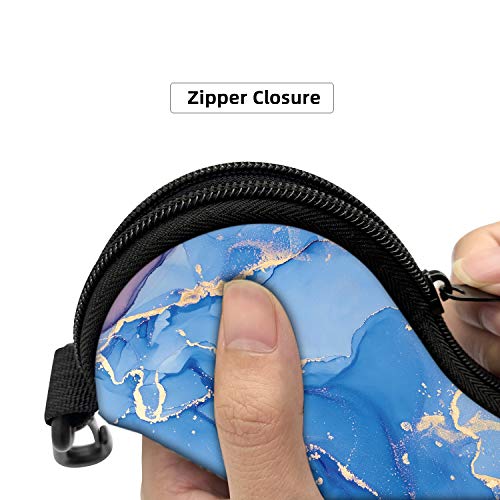 Sunglasses Soft Case with Carabiner Ultra Light Neoprene Zipper Glasses Case - color: Rebl Marble