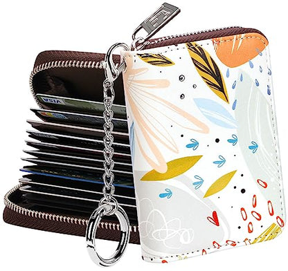 FurArt Zipper Wallet Women, RFID Blocking Credit Card Wallet, Business Card Holder, Compact Size KeyChain Wallet - color: Doodle