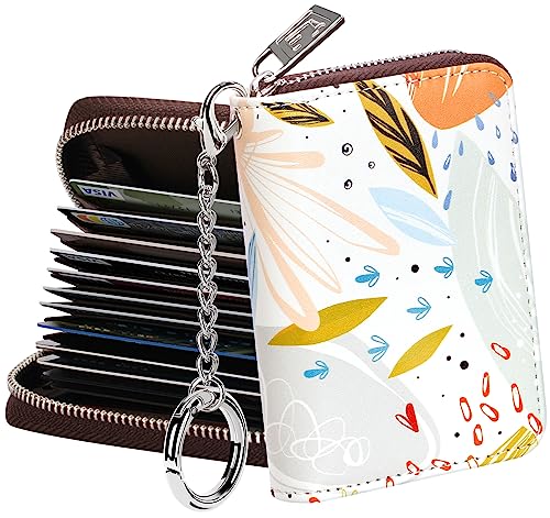 FurArt Zipper Wallet Women, RFID Blocking Credit Card Wallet, Business Card Holder, Compact Size KeyChain Wallet - color: Doodle