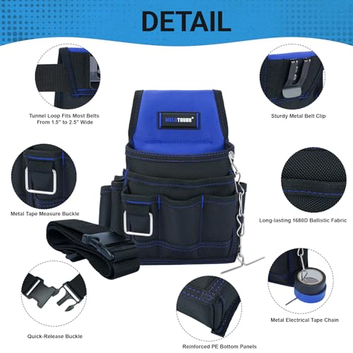 MELOTOUGH Electrician Tool Pouch Tool Belt Pouches Multiple Pockets Tool Organizer for Technician, Maintenance, HVAC - color: Blue, size: Small Electrician Pouch