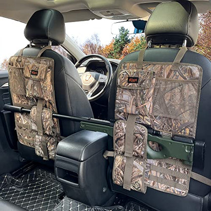 MYDAYS 2 Pack Tactical Seat Back & Front Seat Gun Organizer with Molle Panel Vehicle Gun Holders for Hunting Rifles & Shotguns (Camo) - color: Camo