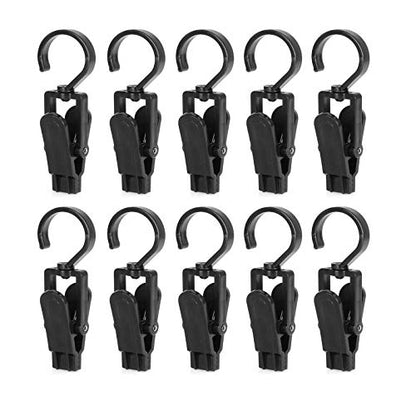 10 PCS Super Strong Plastic Swivel Hanging Hooks Home Swivel Laundry Clips Curtain Clips Clothes Pins Beach Towel Clips, 4.3inch, Black - color: Black