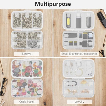FYY Weekly Pill Organizer with Labels,8 Compartments Travel Daily Pill Case Airtight Moistureproof Large Pill Box to Hold Vitamins, Fish Oil, Supplements,Cotton Swab and Bandages-Clear - color: Clear