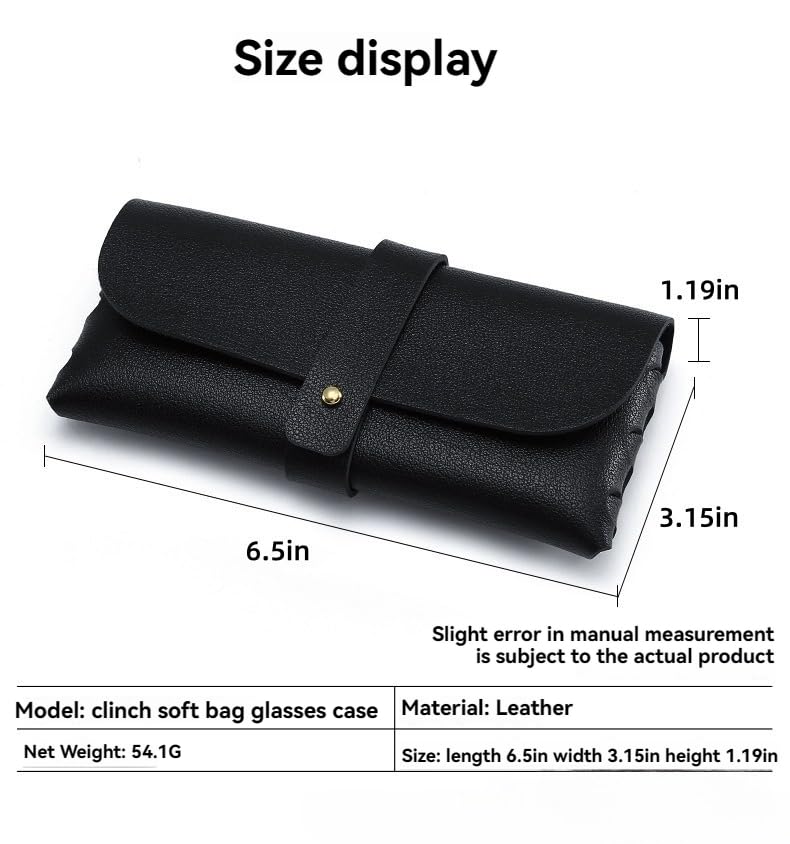 Portable Leather Glasses Case Anti-pressure Glasses Bag Coin Purse Storage Bag Suitable for Men and Women - color: Black and White Set of Two