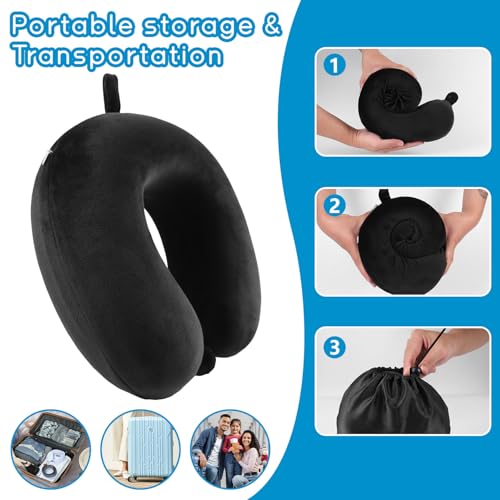 Travel Neck Pillow for Airplane, Car, Office, and Home | 100% Memory Foam U-Shaped Neck Pillow with Soft Washable Cover, Includes Travel Bag, Earplugs & Sleep Eye Mask | for Adults & Kids (Light Gray) - color: Light Gray