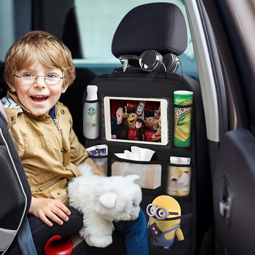ONE PIX Backseat Car Organizer Mats Back Seat Organizers and Storage Bag with Touch Screen Tablet Holder for Kids Toddlers Seats, Travel Accessories, Road Trip Essentials (2PCS) - size: 2 Pack