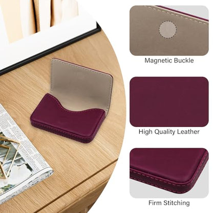 Business Credit Card Holders, Magnetic Sealing Anti Drop, PU Leather Debit Card Protector Organizer Case (Maroon Red) - color: Maroon Red