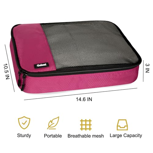 Packing Cubes for Travel Essentials,4 Set Packing Cubes for Suitcases,Lightweight Mesh Luggage Organizer Bag,Pink - color: Pink