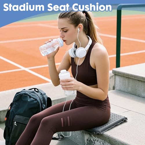 Inflatable Seat Cushion,Self-Inflating Foam Stadium Seat Cushion, Airplane Seat Cushion,Protable Seat Pad for Camping, Backpacking,Sports Events,Traveling,Bleacher (1, Grey) - color: Grey